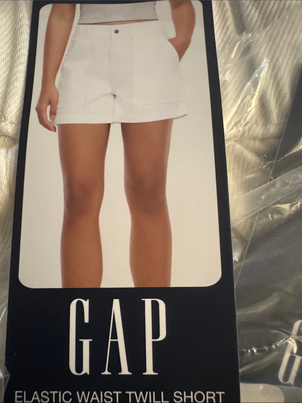 GAP White Elastic Waist Twill Bermuda Shorts
